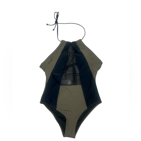 Cupshe Halter One-Piece Swimsuit – NWT – Size Medium – Colorblock & Mesh - Picture 1 of 9
